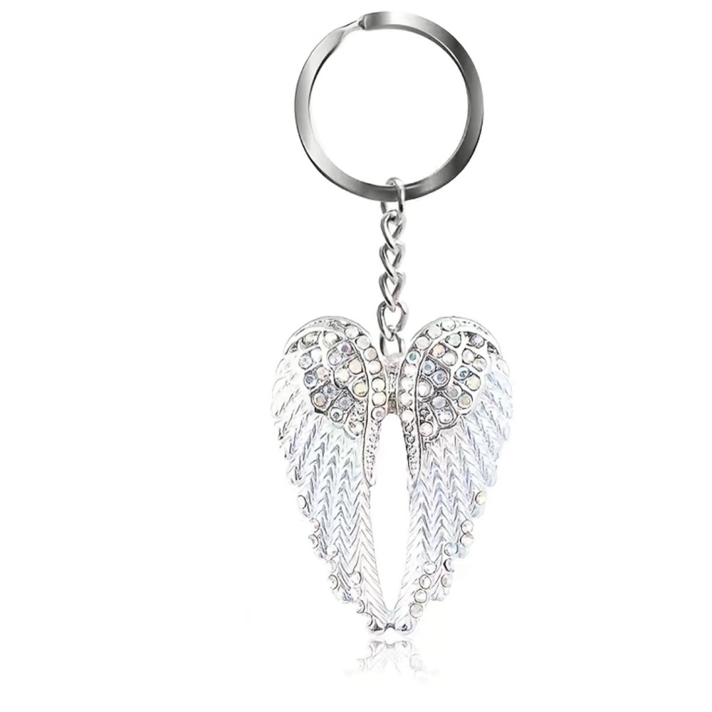 Rhinestone Angel White Wings Keychain Bag charm